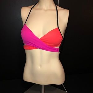 NWOT PINK Victoria’s Secret halter bikini top S